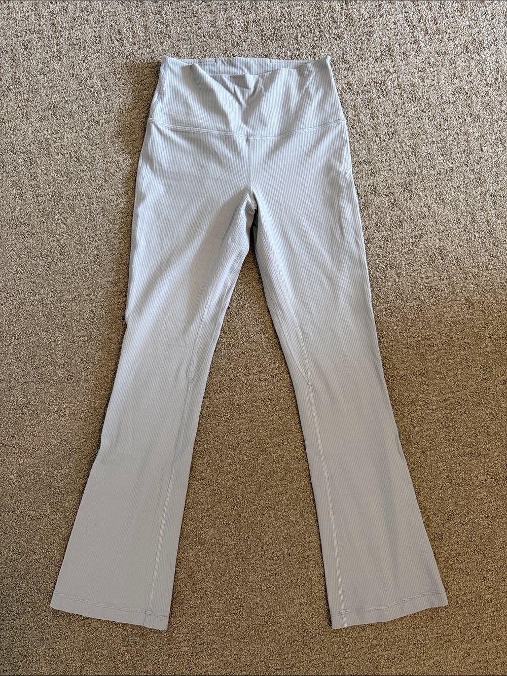 lululemon athletica Light Gray Ribbed Flare Leggings